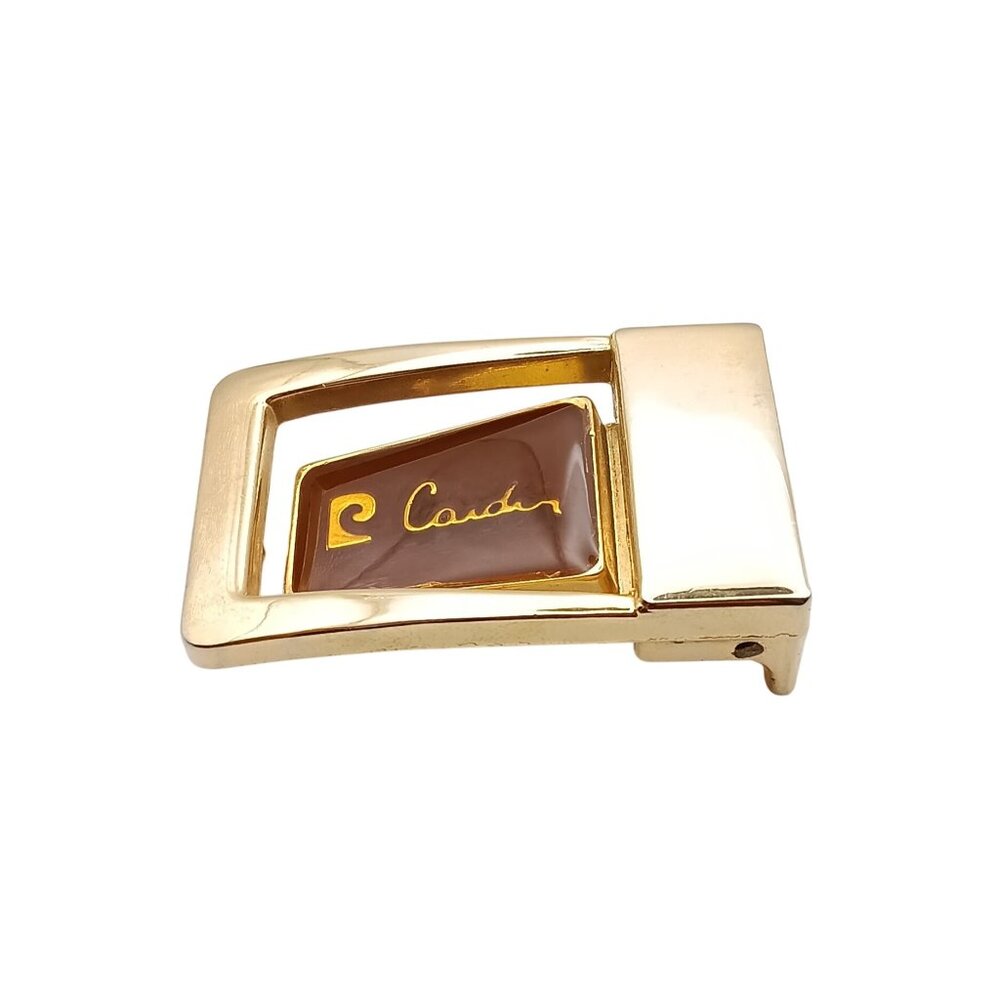 Pierre Cardin Gold-Tone Vintage Belt Buckle with Brown Enamel Accent